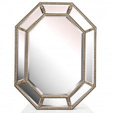 Зеркало в ванную 120 см в зеркальной раме Diamond Silver (Даймонд), Поталь античное серебро, 90*120 см 